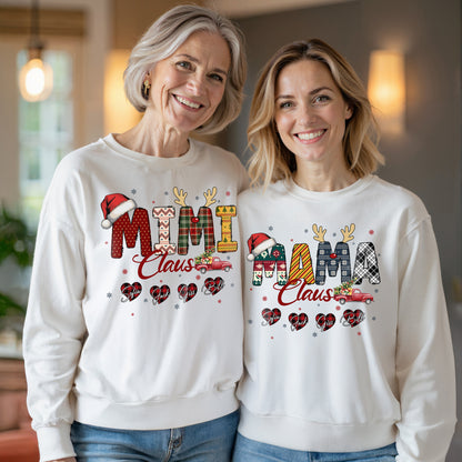 Personalized Mimi Claus Sweatshirt with Grandkids Names - Custom Grandma Sweatshirt