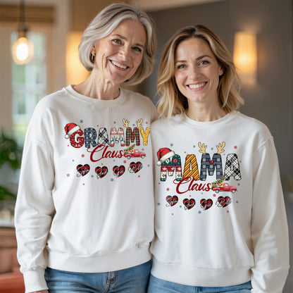 Personalized Grammy Claus Sweatshirt with Grandkids Names - Custom Grandma Sweatshirt