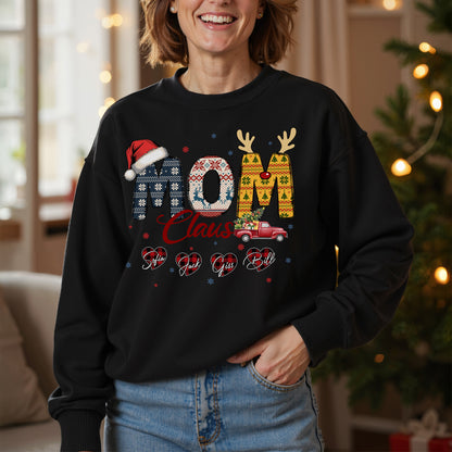 Personalized Mom Claus Sweatshirt with Names - Custom Mom Sweatshirt
