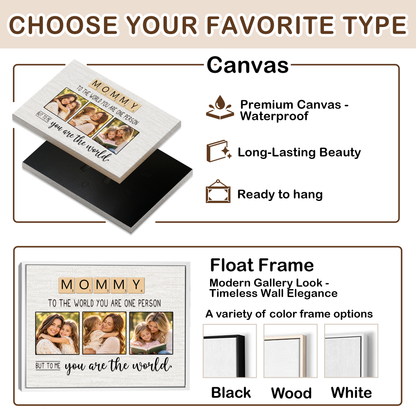 Custom Photo Mom Collage 3 Photos But To Me You Are The World Canvas - Personalized Wall Art