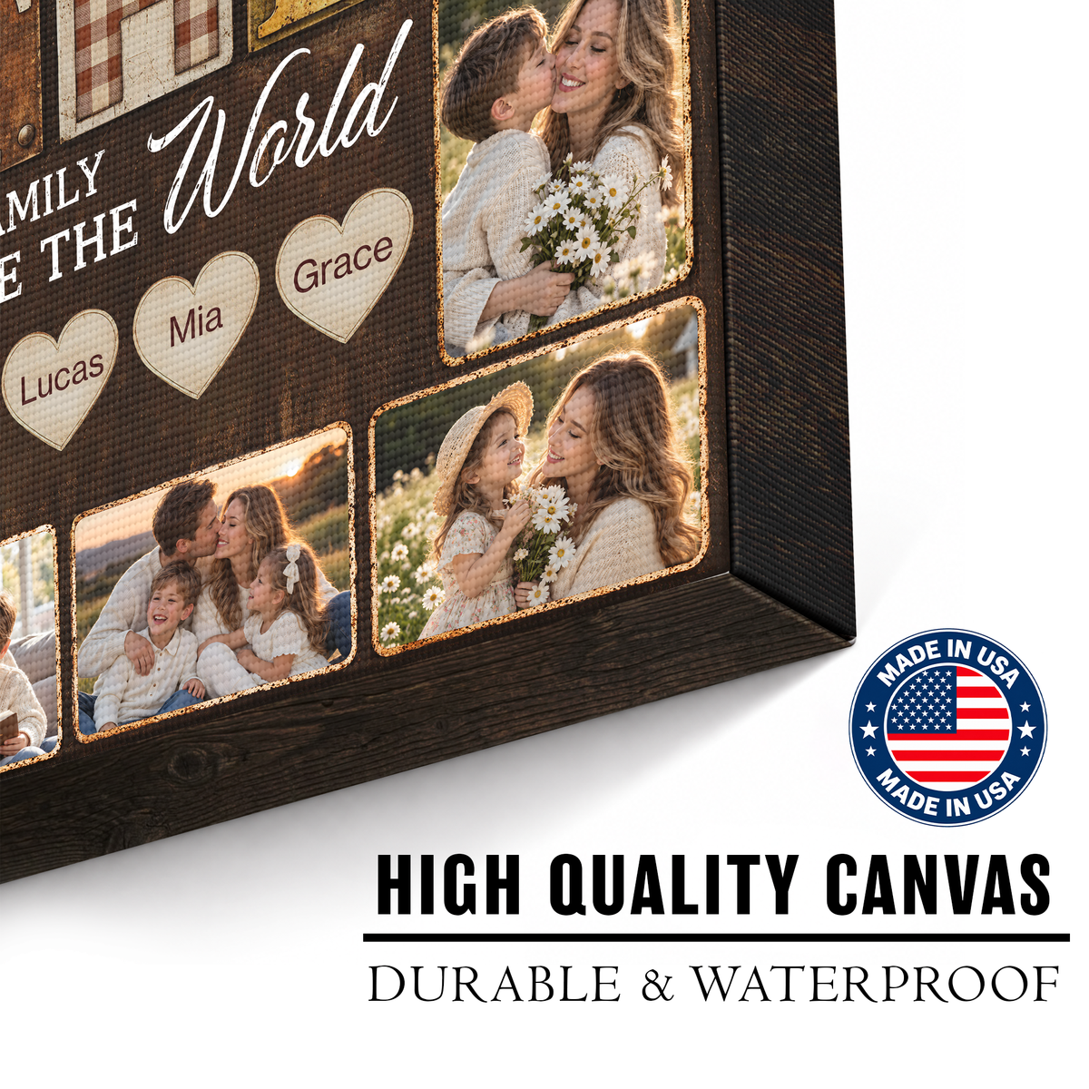 Custom Photo Mom Collage 6 Photos To The World You Are A Mother Canvas - Personalized Wall Art
