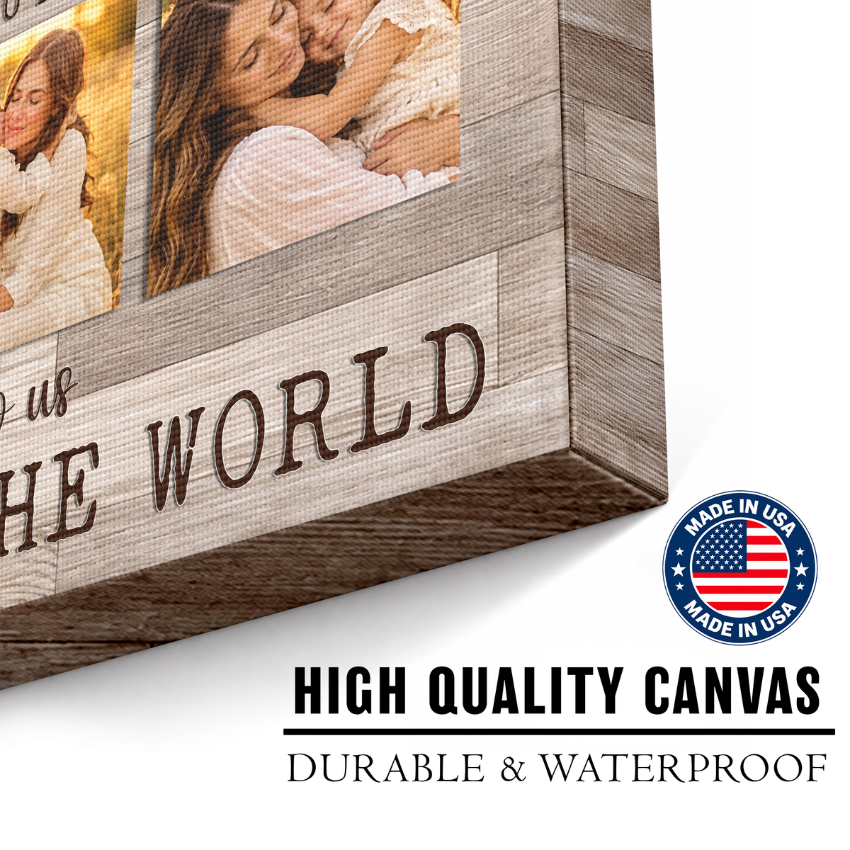 Custom Photo Mom Collage 3 Photos But To Us You Are The World Canvas - Personalized Wall Art