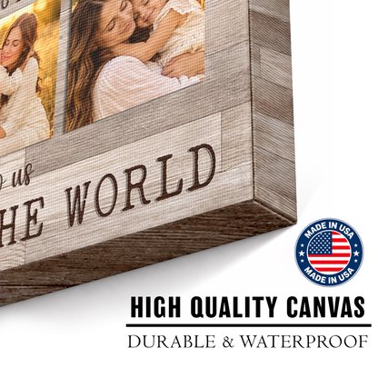 Custom Photo Mom Collage 3 Photos But To Us You Are The World Canvas - Personalized Wall Art