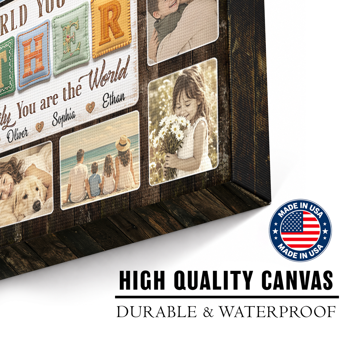 Custom Photo Mom Collage 12 Photos To The World You Are A Mother Canvas - Personalized Wall Art