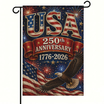 America 250th USA Fireworks Eagle Patriotic Garden Flag - Outdoor Yard Decor