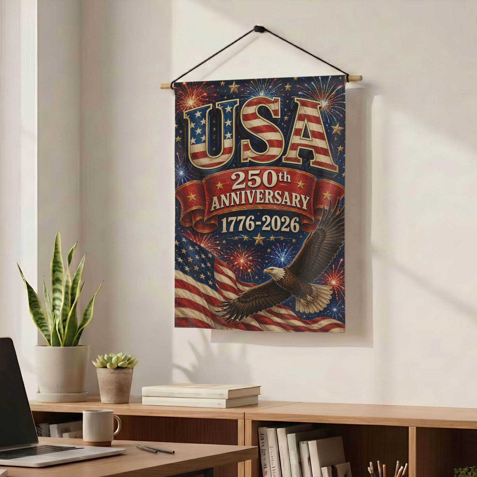 America 250th Anniversary With Eagle Flag - Patriotic USA Garden Flag - 4th of July Decor