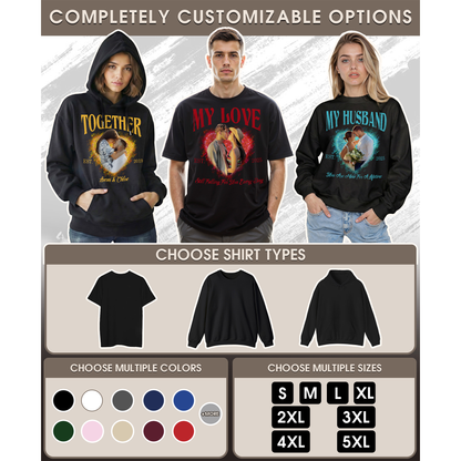 Custom Photo Couple Shirt with Heart & Est. Year - Personalized Photo Shirt