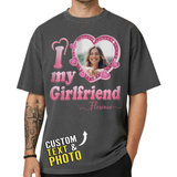 Custom Photo I Love My Girlfriend Boyfriend Shirt with Name - Personalized Photo Shirt