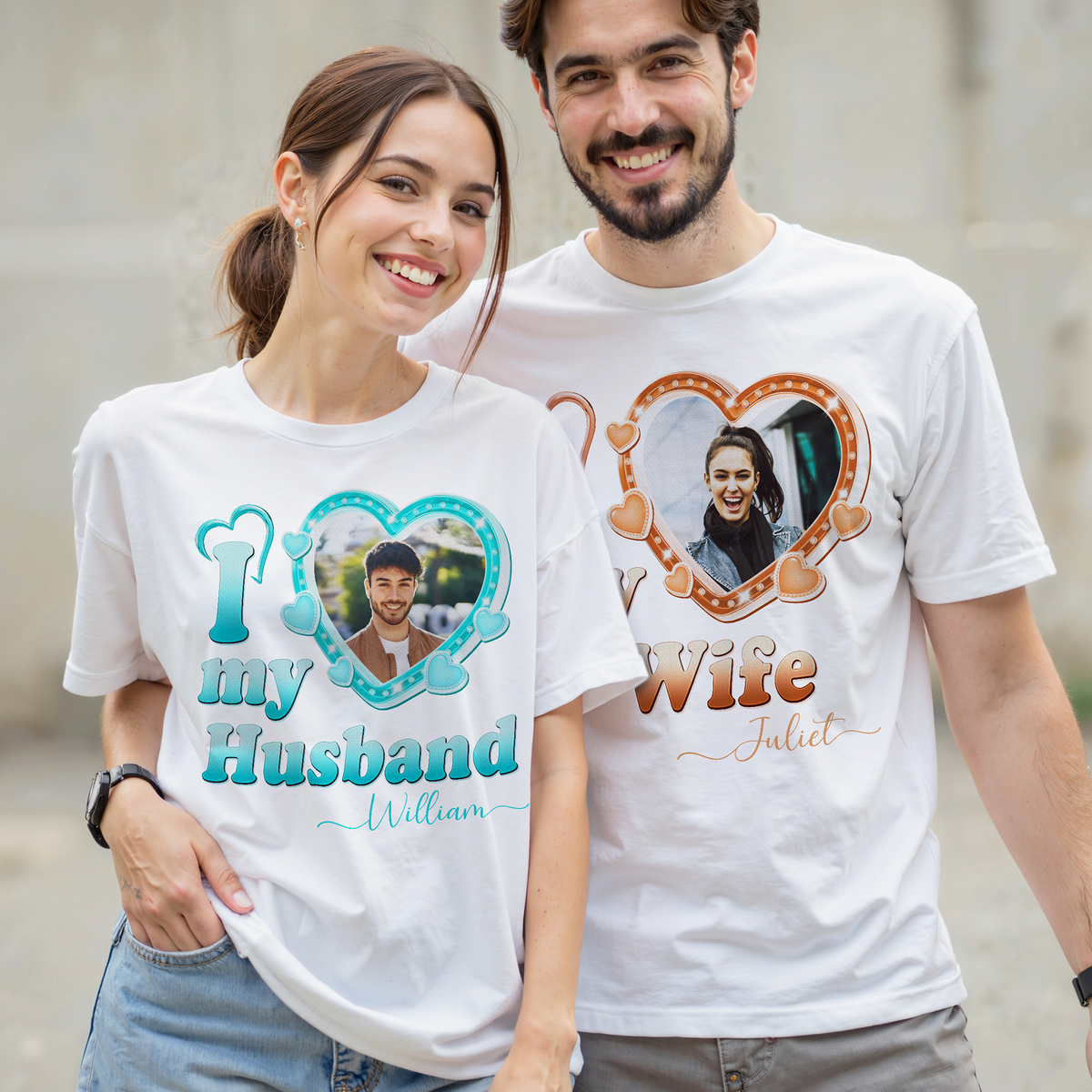 Custom Photo I Love My Girlfriend Boyfriend Shirt with Name - Personalized Photo Shirt
