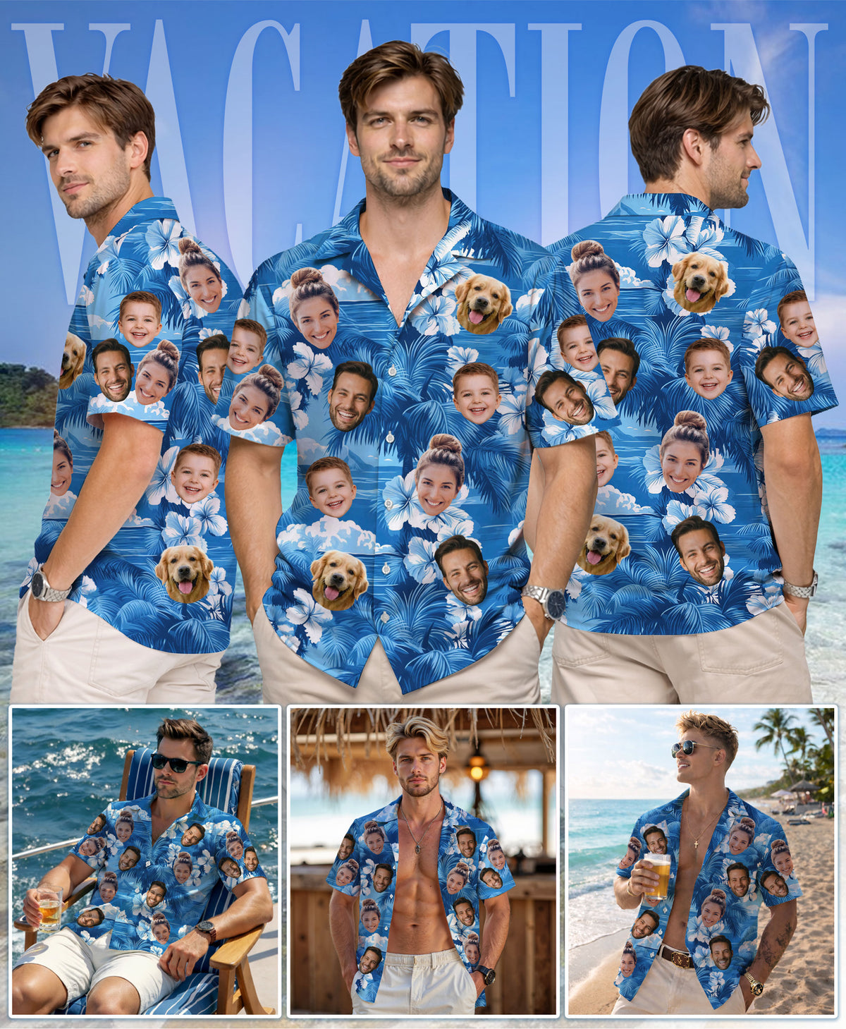 Custom Hawaiian Shirts with Face Photo - Personalized Hawaiian Shirt