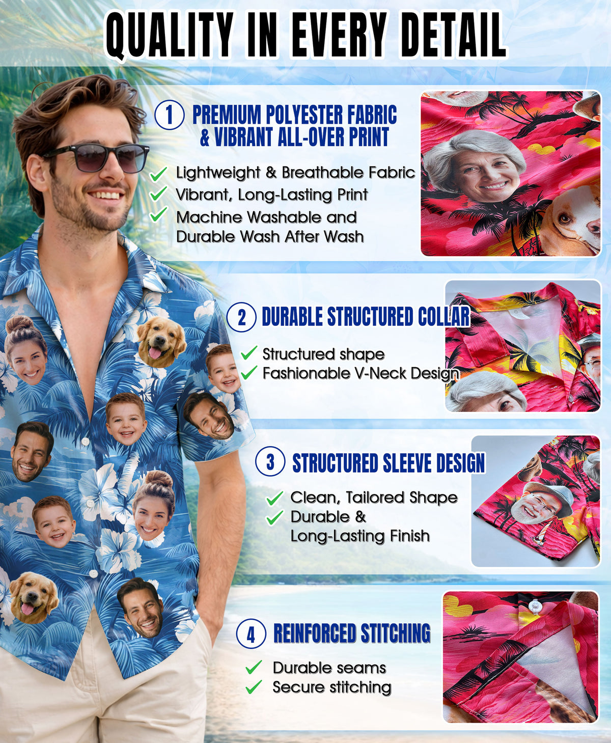 Custom Hawaiian Shirts with Face Photo - Personalized Hawaiian Shirt