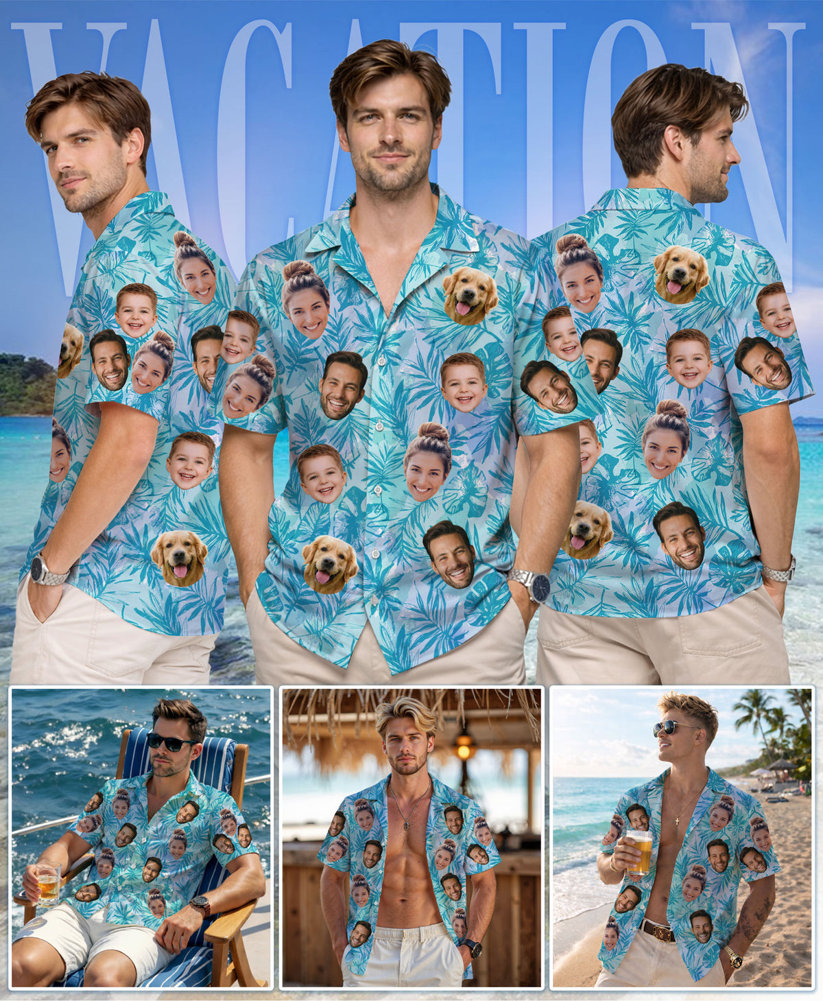 Custom Hawaiian Shirt with Face Photo - Personalized Hawaiian Shirts