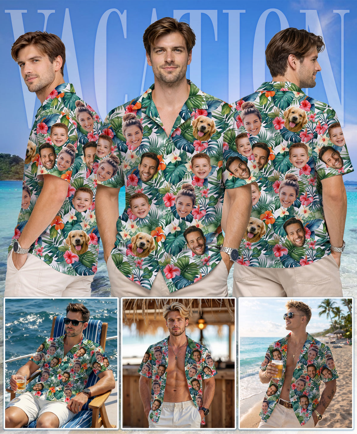 Custom Hawaiian Shirts with Face Photo - Personalized Hawaiian Shirt