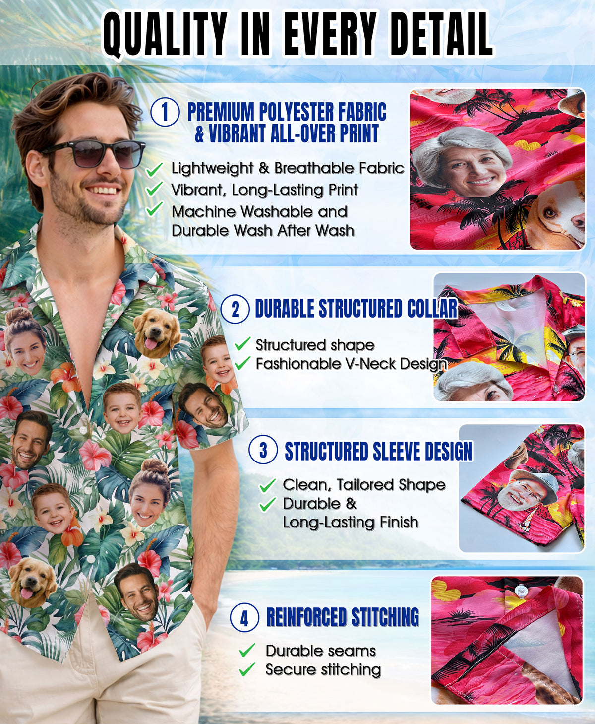 Custom Hawaiian Shirts with Face Photo - Personalized Hawaiian Shirt