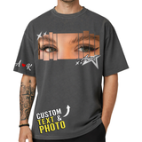 Custom Photo Couple Shirt with Eyes, Name & Initials - Personalized Photo Shirt