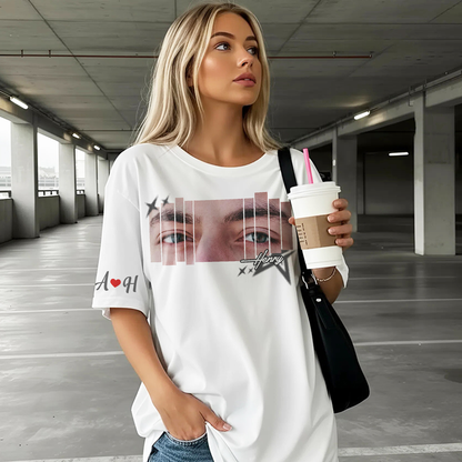 Custom Photo Couple Shirt with Eyes, Name & Initials - Personalized Photo Shirt