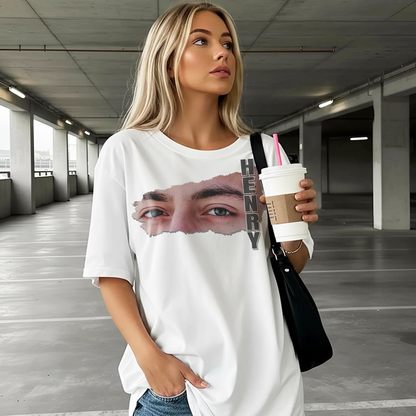 Custom Photo Couple Shirt with Eyes & Vertical Name - Personalized Photo Shirt