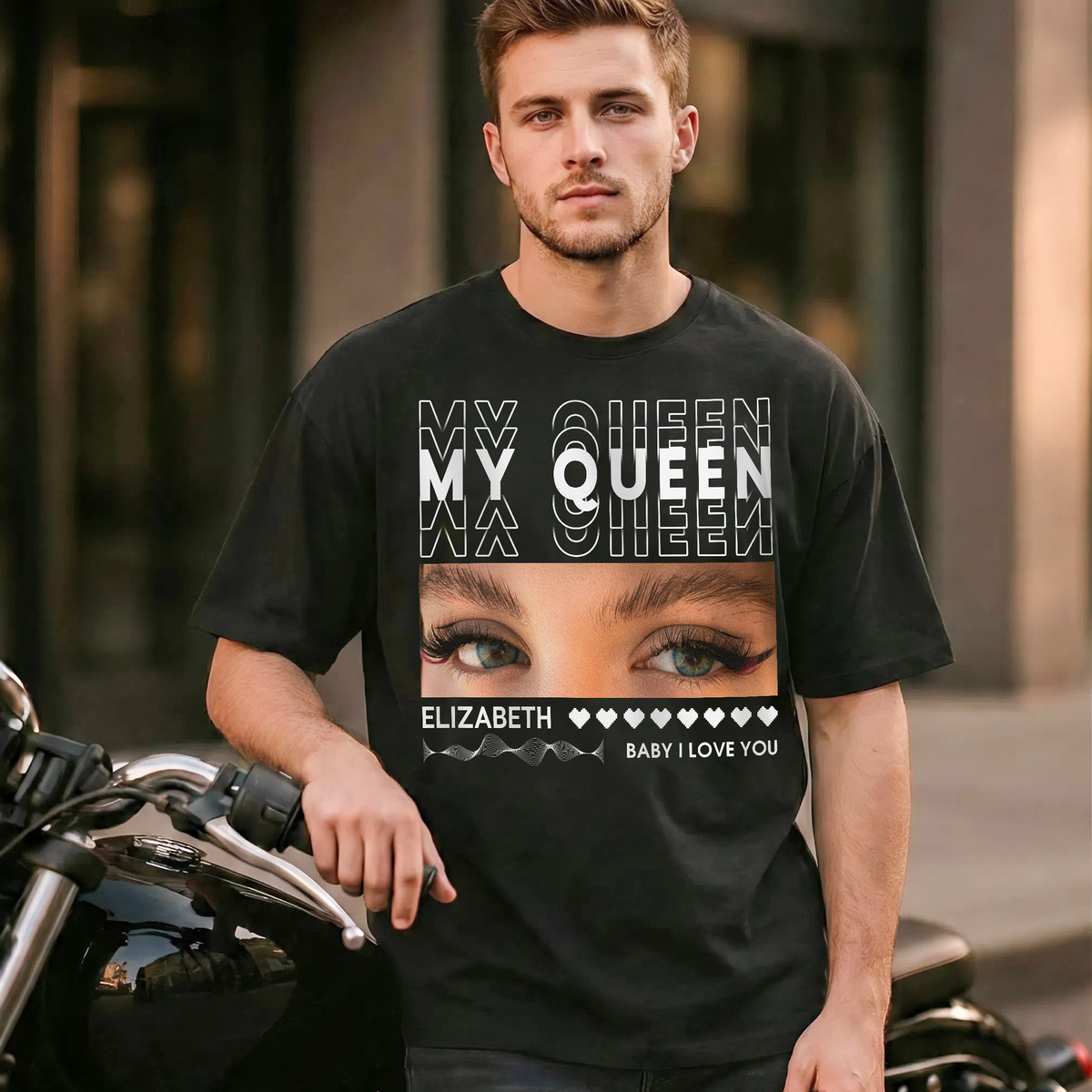 Custom Photo Couple Shirt with Eyes & My Love - Personalized Photo Shirt