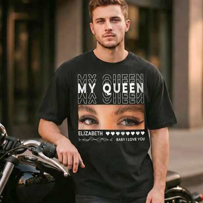 Custom Photo Couple Shirt with Eyes & My Love - Personalized Photo Shirt