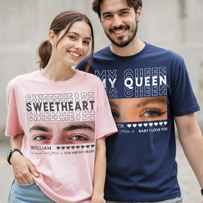 Custom Photo Couple Shirt with Eyes & My Love - Personalized Photo Shirt