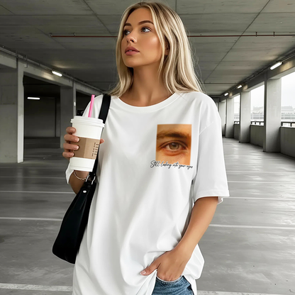 Custom Photo Couple Shirt with Eyes Pocket & Text - Personalized Photo Shirt