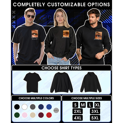 Custom Photo Couple Shirt with Eyes Pocket & Text - Personalized Photo Shirt