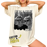 Custom Photo Couple Shirt with Names, Est. Year & Torn Edge - Personalized Photo Shirt