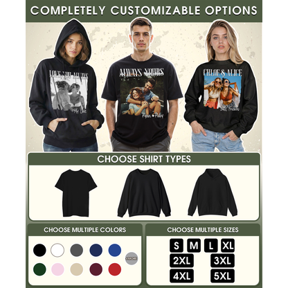 Custom Photo Couple Shirt with Names, Est. Year & Torn Edge - Personalized Photo Shirt