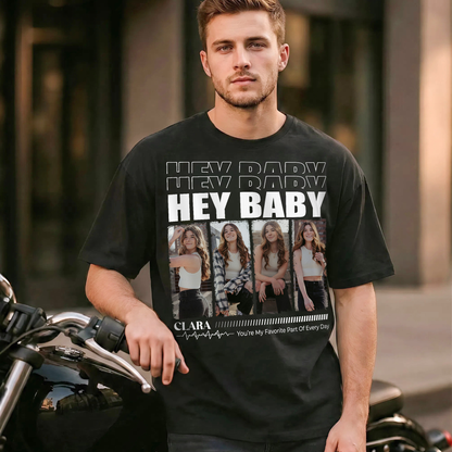 Custom Photo Couple Shirt with My Love, 4 Photo Strip & Name - Personalized Photo Shirt