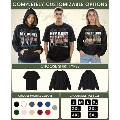 Custom Photo Couple Shirt with My Love, 4 Photo Strip & Name - Personalized Photo Shirt
