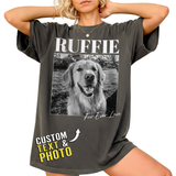 Custom Photo Dog Shirt with Retro Portrait and Pet Name - Personalized Photo Shirt