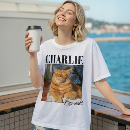 Custom Photo Dog Shirt with Retro Portrait and Pet Name - Personalized Photo Shirt