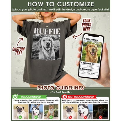 Custom Photo Dog Shirt with Retro Portrait and Pet Name - Personalized Photo Shirt