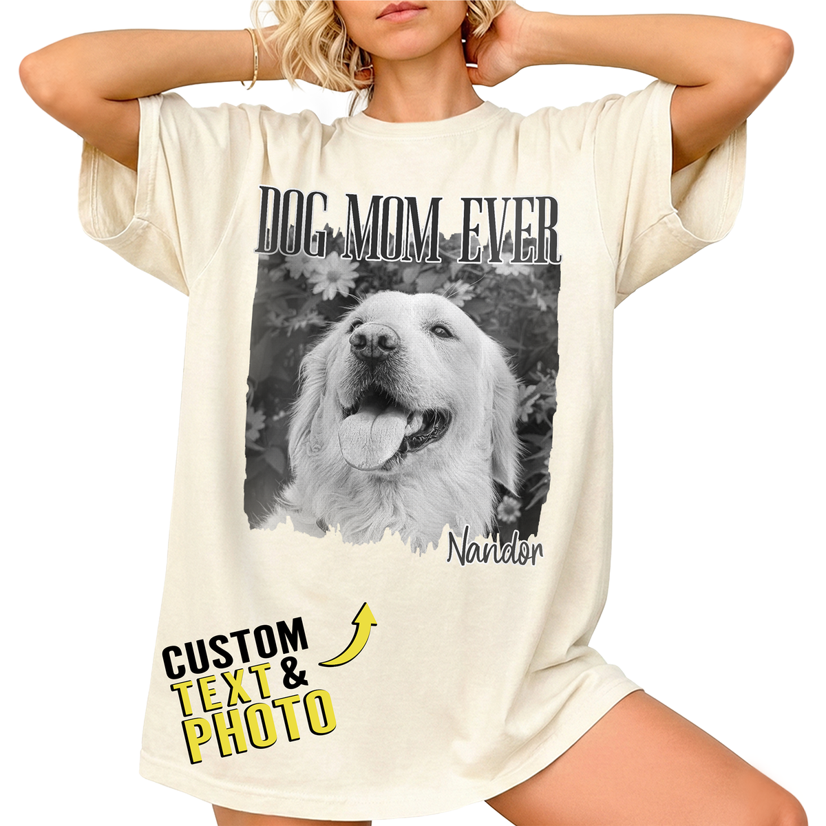 Custom Dog Mom Shirt with Photo and Pet Name - Personalized Photo Shirt