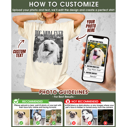 Custom Dog Mom Shirt with Photo and Pet Name - Personalized Photo Shirt