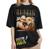 Custom Photo Dog Shirt with Owner and Pet Together - Personalized Photo Shirt