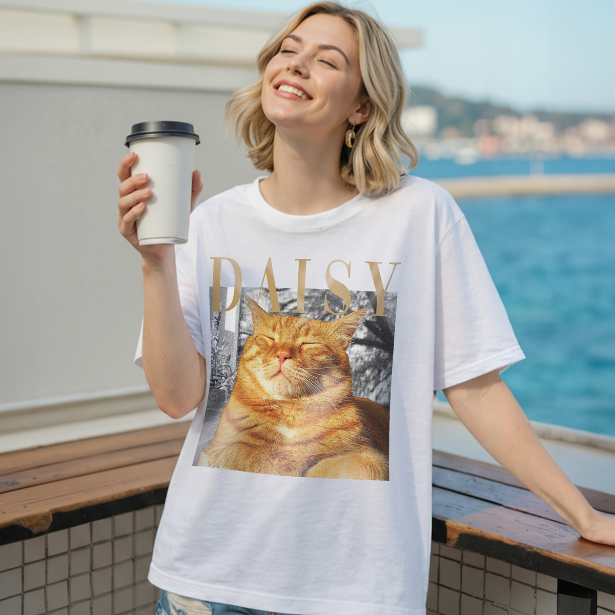 Custom Photo Dog Shirt with Owner and Pet Together - Personalized Photo Shirt