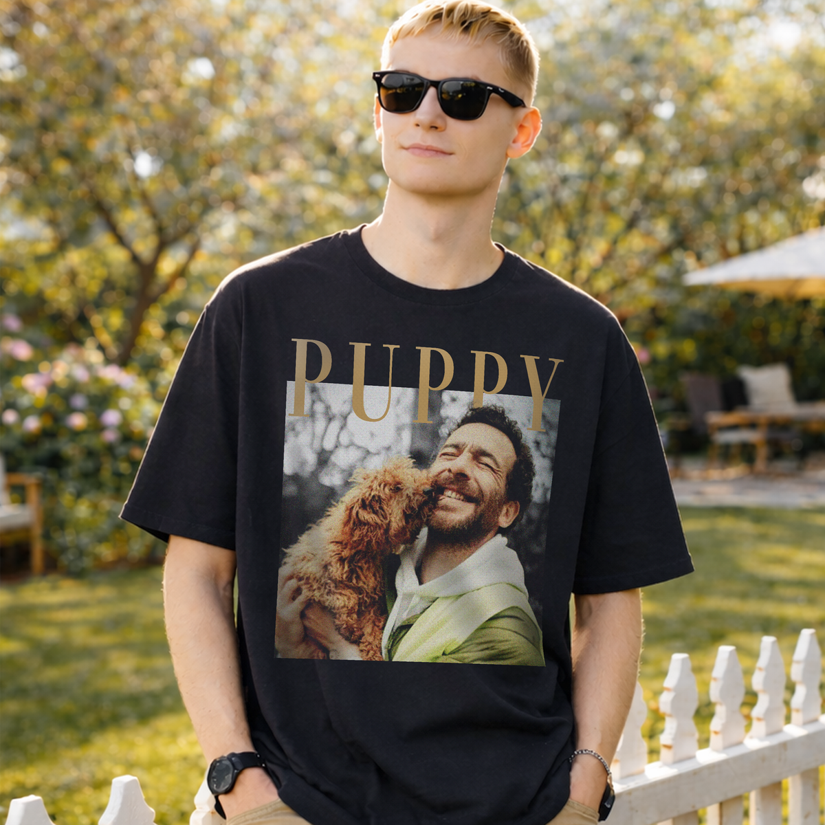 Custom Photo Dog Shirt with Owner and Pet Together - Personalized Photo Shirt