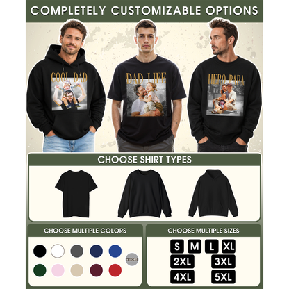 Custom Photo Dad Shirt with Dad Life & Name - Personalized Dad Shirt