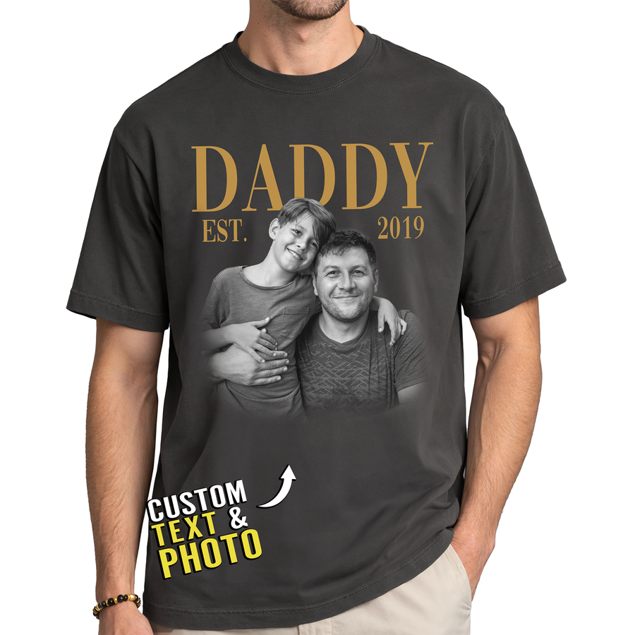 Custom Photo Dad Shirt with Daddy, Name & Est. Year - Personalized Dad Shirt