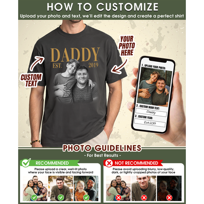 Custom Photo Dad Shirt with Daddy, Name & Est. Year - Personalized Dad Shirt