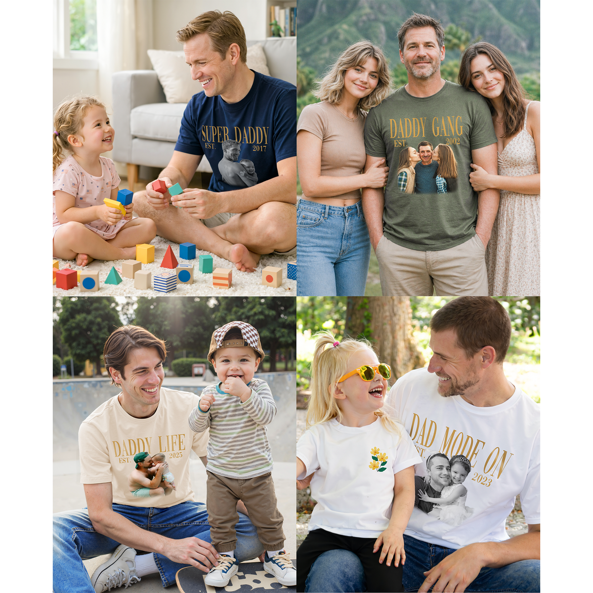 Custom Photo Dad Shirt with Daddy, Name & Est. Year - Personalized Dad Shirt
