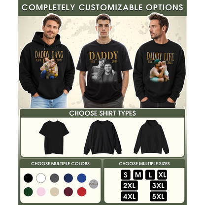 Custom Photo Dad Shirt with Daddy, Name & Est. Year - Personalized Dad Shirt