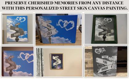 Custom Couple Street Sign Beach and Ocean Names & Year Canvas - Personalized Wall Art