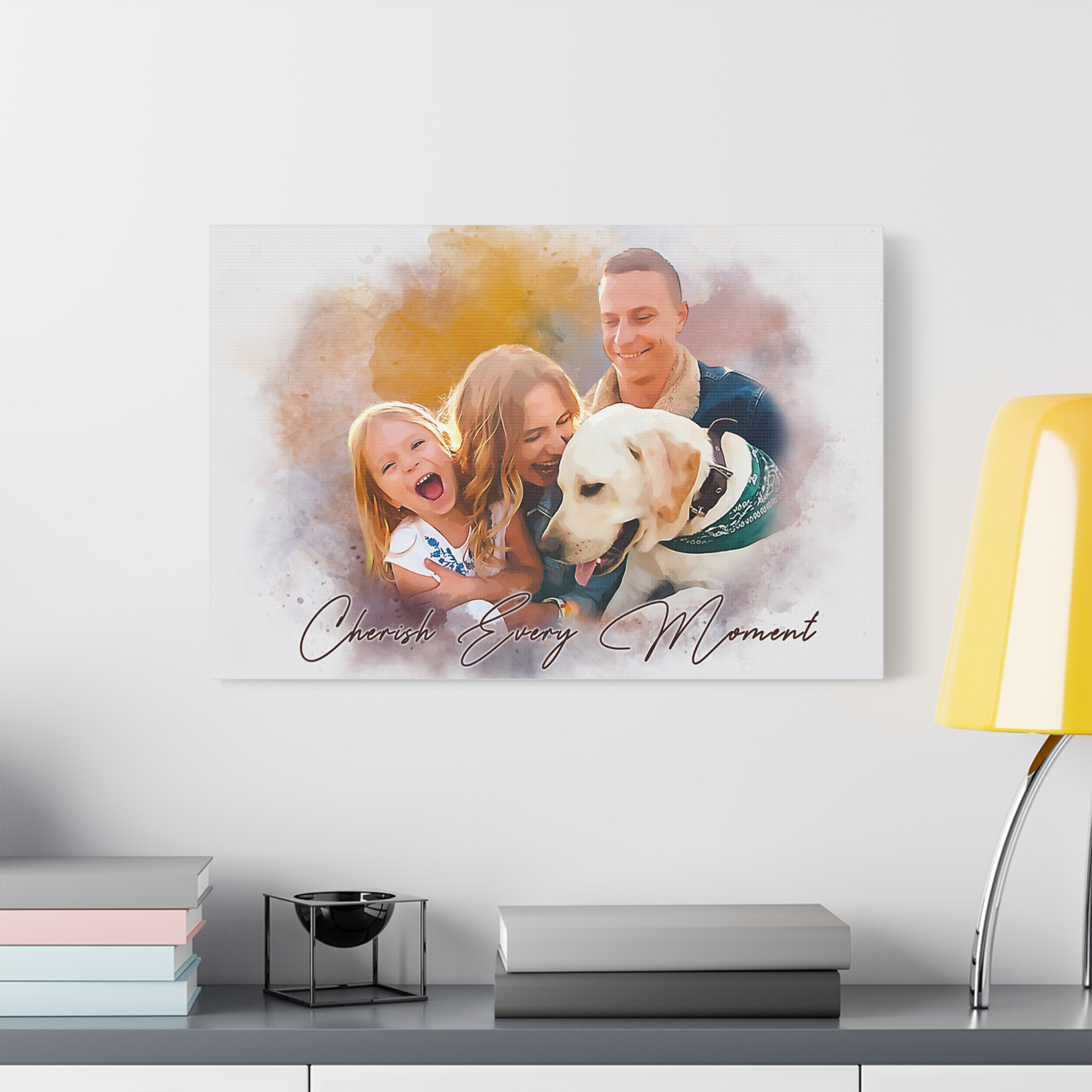 Personalized Watercolor Family Portrait Canvas Wall Art, Custom Gift for Parents on Mother's Father's Day