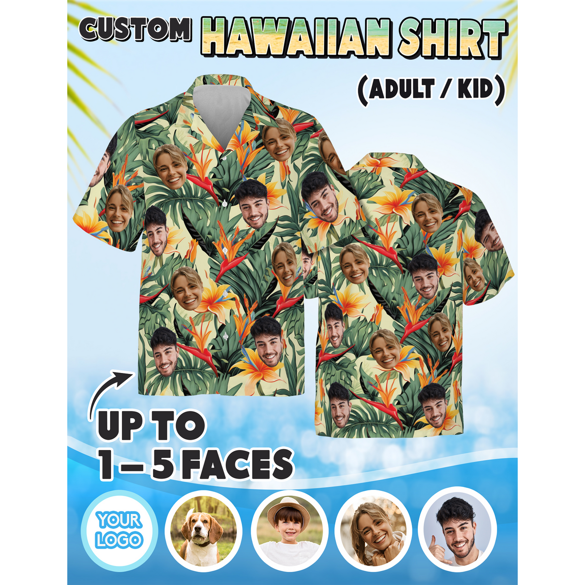 Custom Hawaiian Shirt with Face Photo - Personalized Hawaiian Shirts