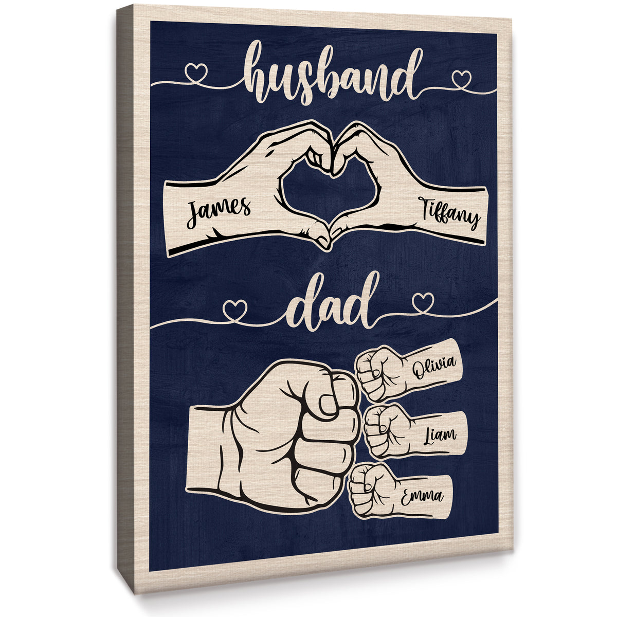 Personalized Fist Bump Husband Wall Art - Custom Kid's Name Canvas -  Father's Day Gift for Dad, Grandpa