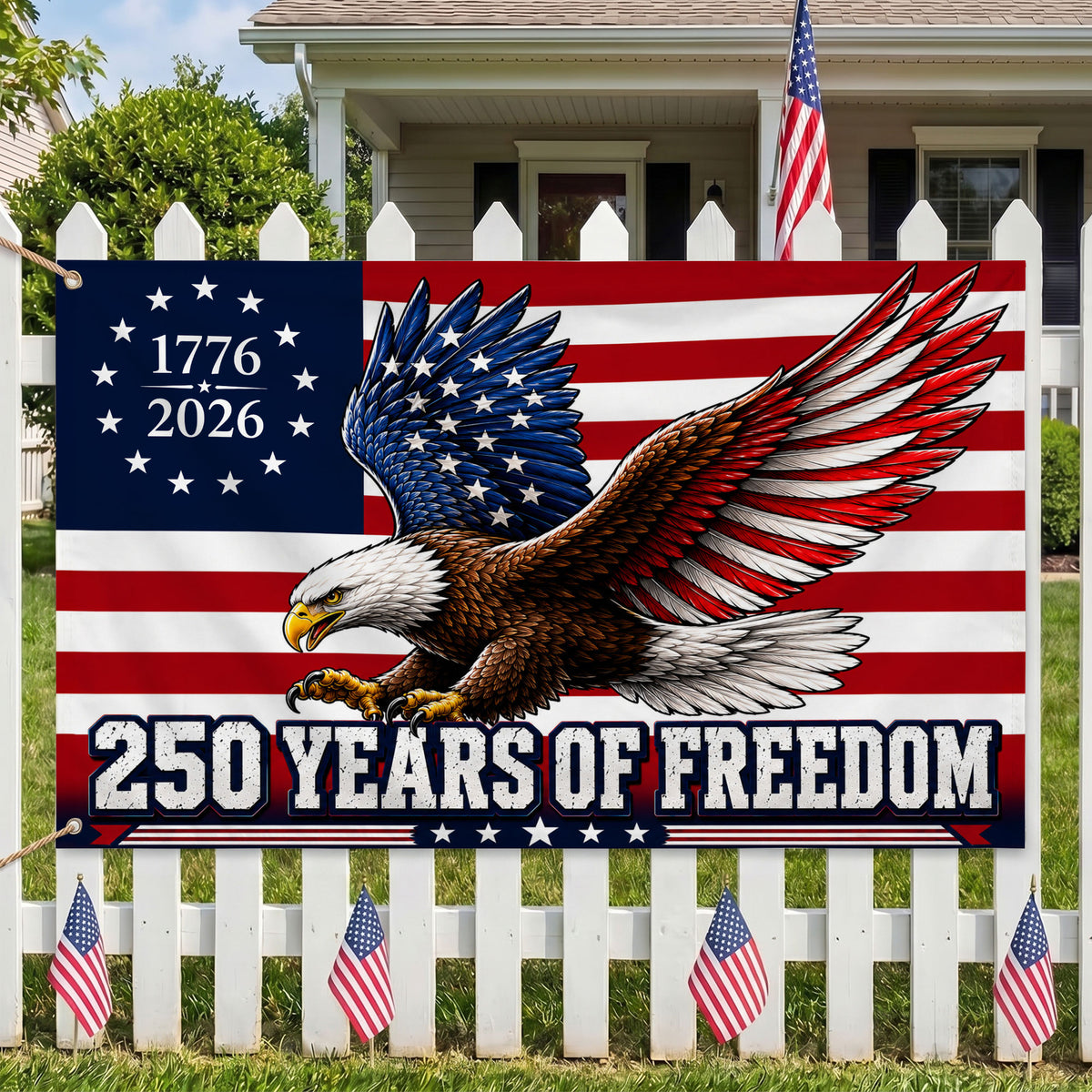 250 Years Freedom USA Premium Flag - 1776 2026 Eagle Betsy Ross Grommet Flag - 4th of July Decorations Double Sided