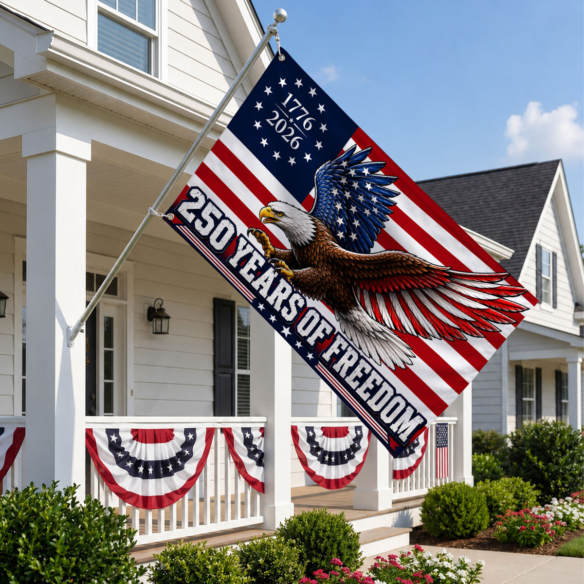 250 Years Freedom USA Premium Flag - 1776 2026 Eagle Betsy Ross Grommet Flag - 4th of July Decorations Double Sided