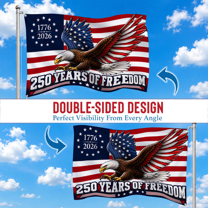America 250th Flying Eagle House Flag - Patriotic Outdoor Decor